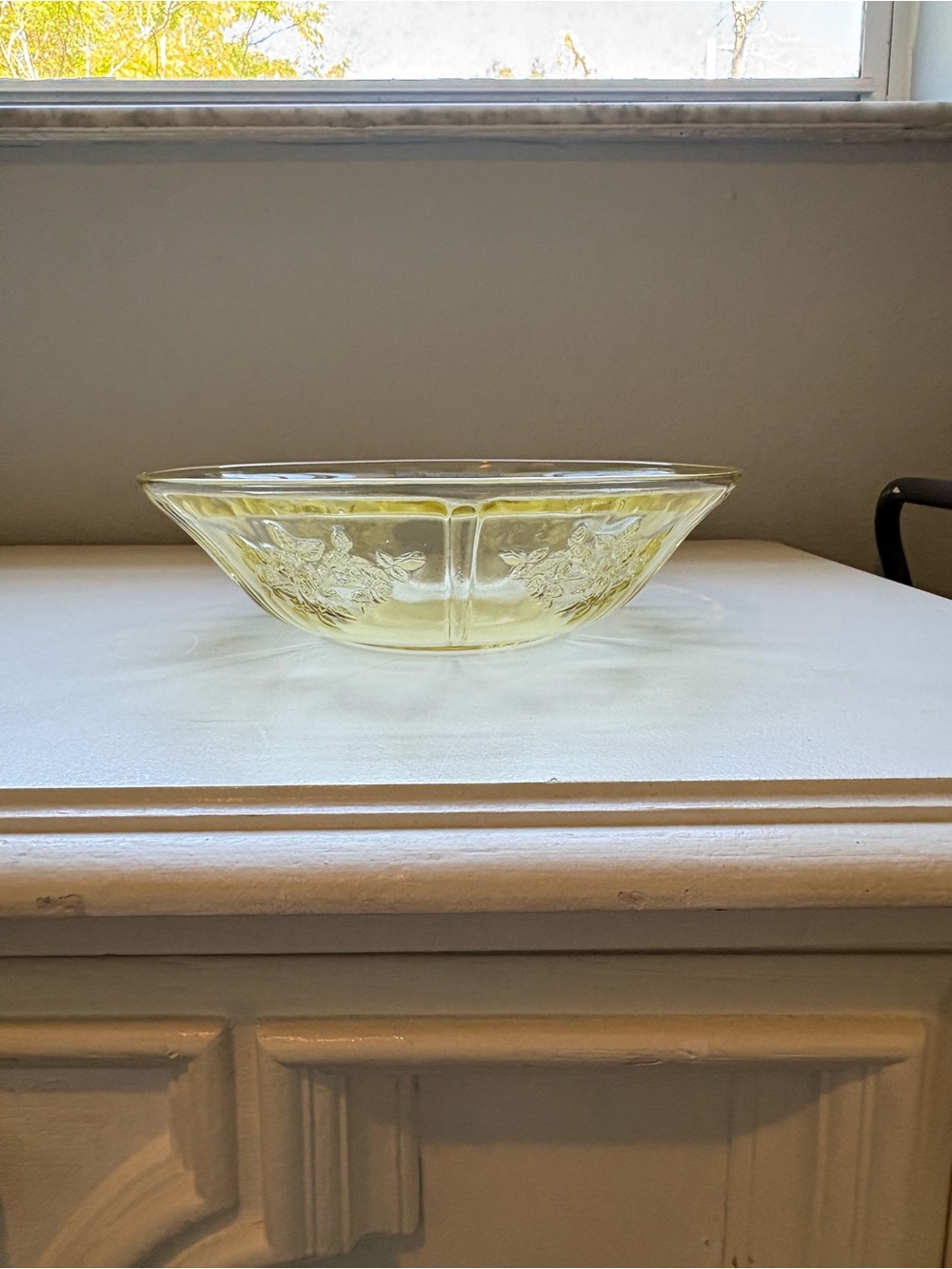 Yellow Glass - Floral Bowl